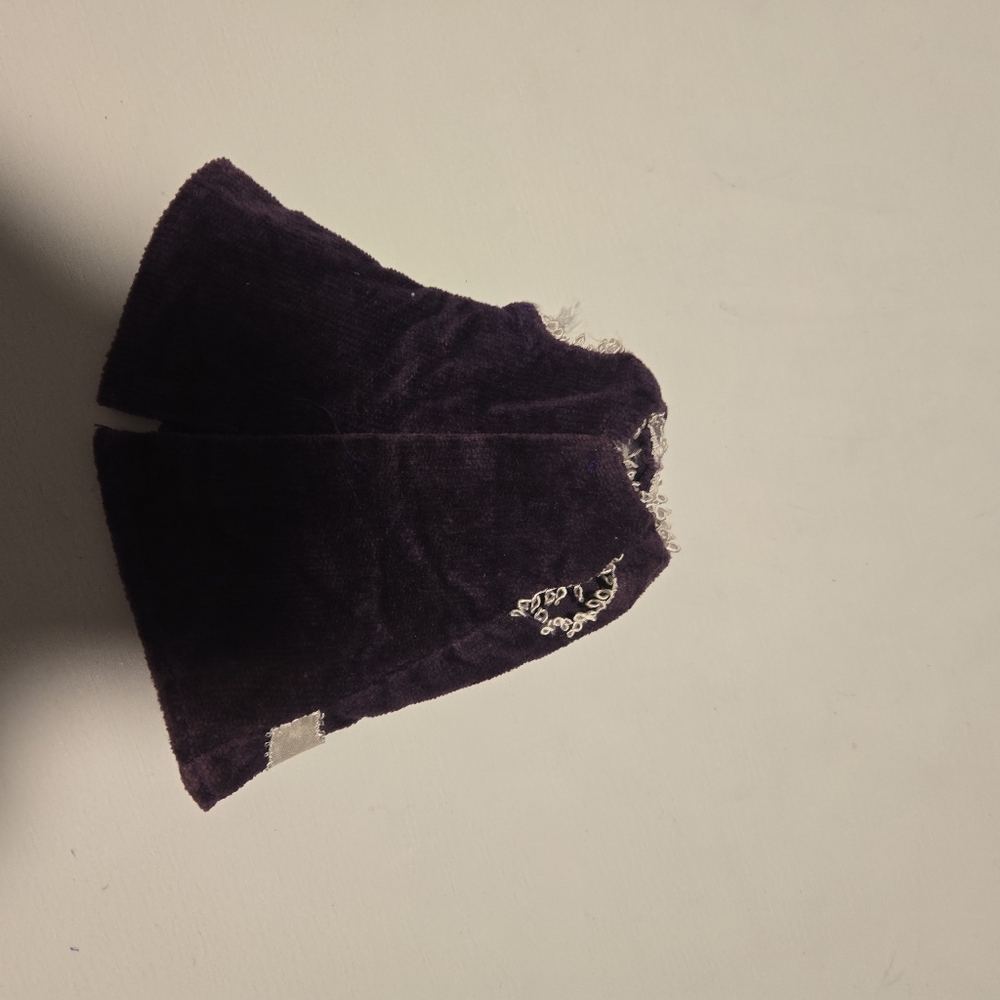 Dark Plum Velvet Cape with Lace Trim